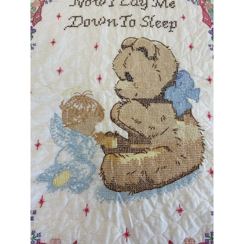 Vintage Handmade Embroidery Infant Blanket or Wall Hanging‎ 4 Baby Nursery